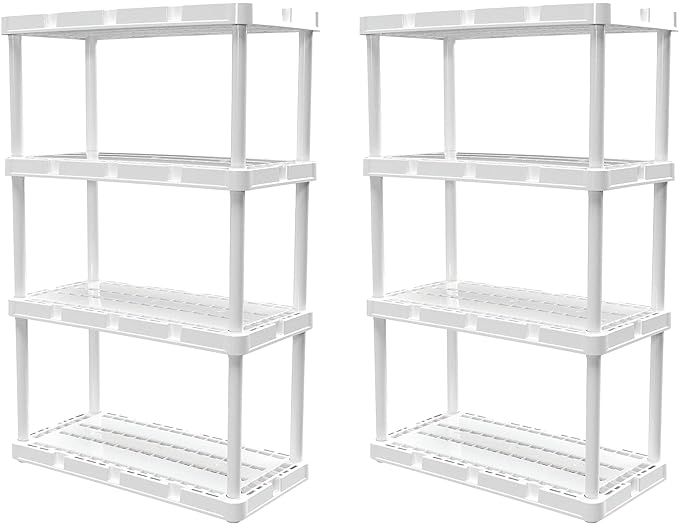 Gracious Living 2 Pack Light Duty Storage Shelves, Knect-A-Shelf 4-Shelf by GraciousLiving