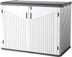 Aoxun Outdoor Storage Cabinet 35 Cu.Ft Outdoor Trash Can Storage Shed, and Lawn - Image 9