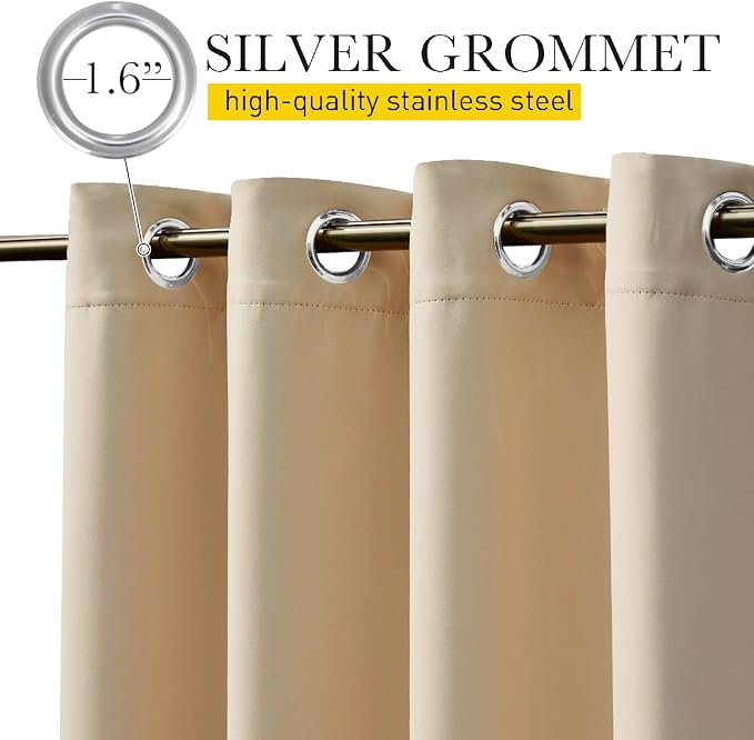 NICETOWN Outdoor Curtains Waterproof Fixed Bottom W52xL95 Biscotti Beige | - Image 4