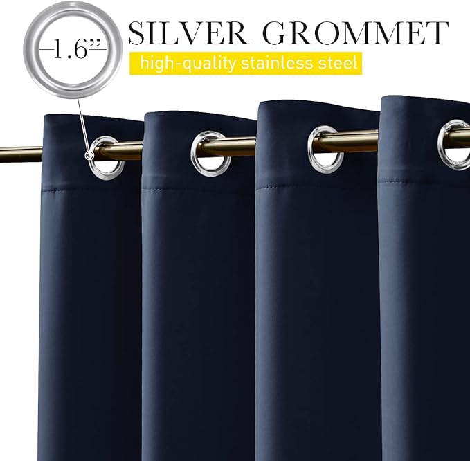 NICETOWN Patio Curtains Outdoor Waterproof W100 x L95 in Navy 2 PCs | Windproof - Image 5