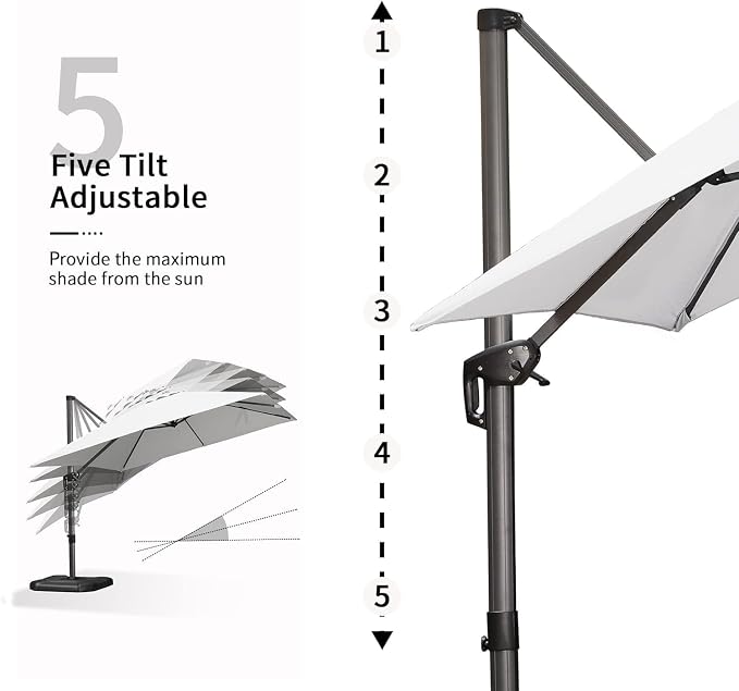 PURPLE LEAF Patio Cantilever Umbrella 10' x 13' Large Space - Image 7