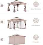 12'x12' Outdoor Gazebo with 100FT String Lights, Metal Heavy Duty Patio Canopy - Image 4