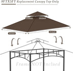 5x8Ft Grill Gazebo Replacement Top, Water-Resistant Fabric, BBQ Gazebo Cover - Image 3