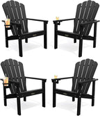 THOEOE Stackable Adirondack Chair Set of 4, HDPE Fire Pit Chairs Set of 4 | by THOEOE