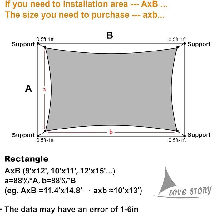 LOVE STORY Custom Size 12' x 15' Sun Shade Sail - Image 2