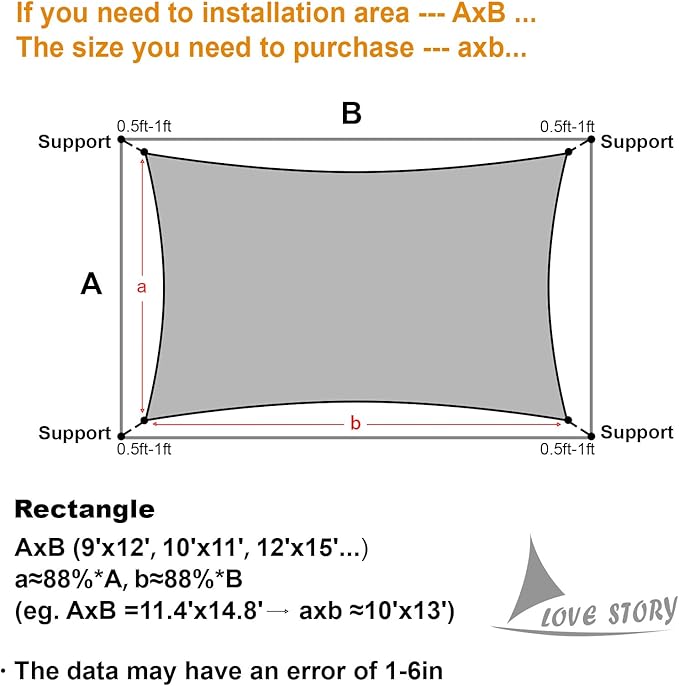 LOVE STORY Custom Size 10' x 14' Sun Shade Sail - Image 2
