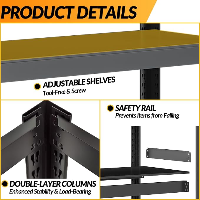Metal Garage Storage Shelves Heavy Duty Shelving Unit 3 Tier Steel Adjustable - Image 5