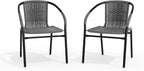 Flash Furniture Lila 2 Pack Gray Rattan Indoor-Outdoor Restaurant Stack Chair | - Image 12