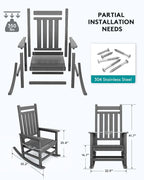 SERWALL Outdoor Rocking Chair Set of 2, HDPE Rocking Chairs - Image 3