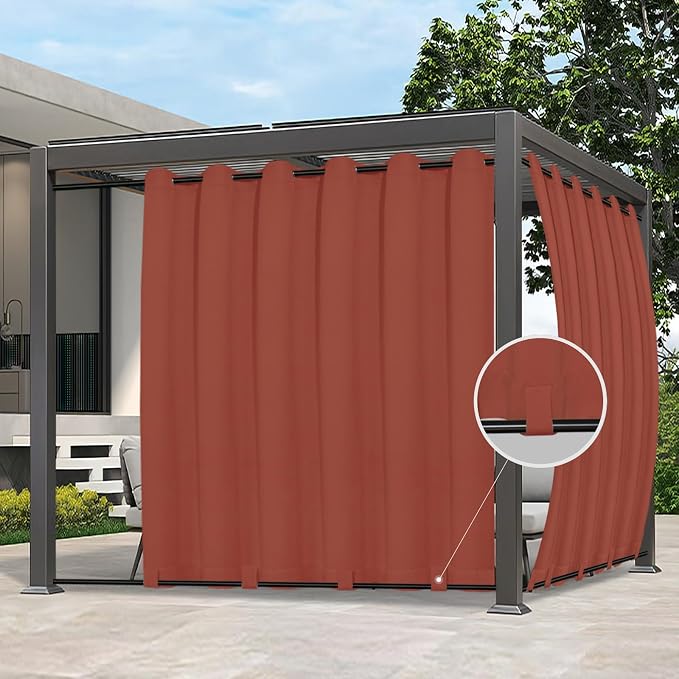 Easy-Going Outdoor Curtains for Patio 1 Panel, 110x96 inch, Terra Red | by Easy-Going