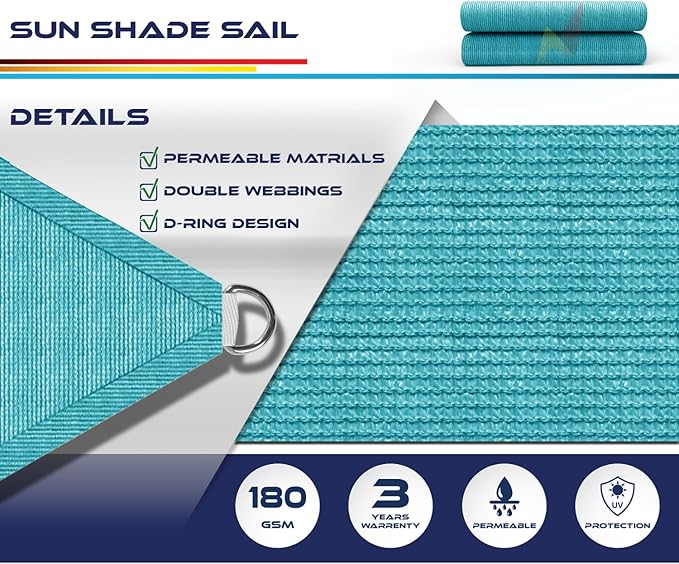 Windscreen4less 5' x 5' x 5' Sun Shade Sail Triangle Outdoor Canopy Cover UV - Image 3