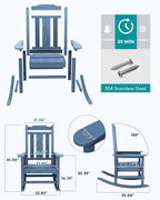 SERWALL Oversized Outdoor Rocking Chairs Set of 2, HDPE Front Porch Rocker - Image 5