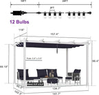 PURPLE LEAF Outdoor White Pergola 10' x 13' w/Bulb Lights, aluminum frame stays - Image 8