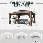 12'x16' Hardtop Gazebo, Galvanized Steel Double Roof - Image 3