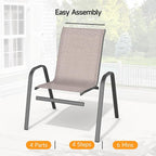 Patio Chairs Set of 6, Stackable Outdoor Dining Chairs | All Weather Dining Set - Image 6