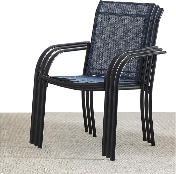 Stackable Patio Chairs Set of 8, Outdoor Dining Chairs - Image 5