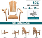 THOEOE Stackable Adirondack Chair Set of 6, Fire Pit Chairs, Wood | All-weather - Image 3