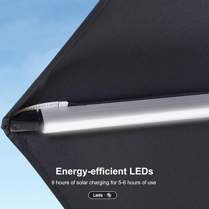 PURPLE LEAF Cantilever Umbrella 13ft Solar LED Light Double Top, Stays bright - Image 3