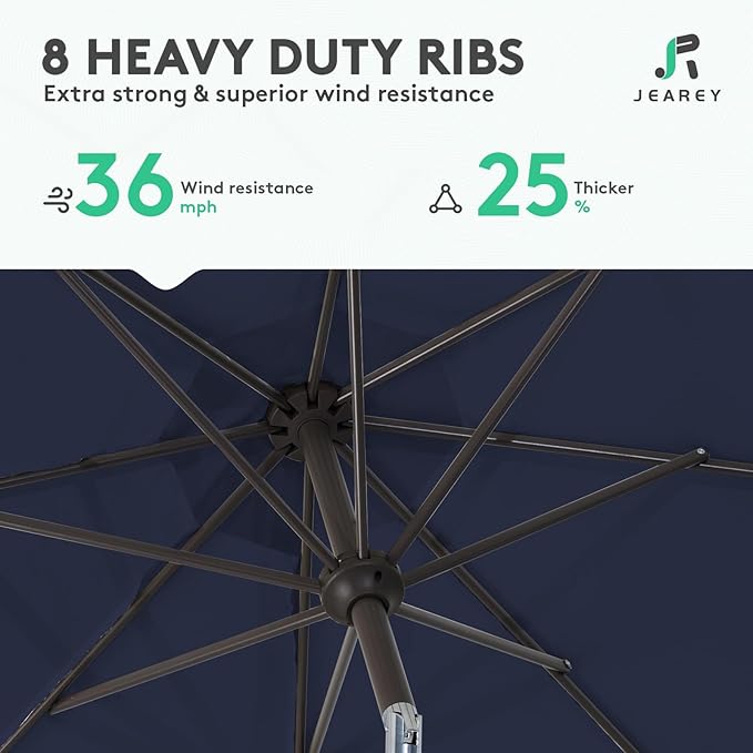 JEAREY 10 ft Outdoor Patio Umbrella w/Tilt and Crank - Image 5