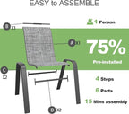Outdoor Patio Chairs Set of 6 Stackable Dining Chairs All-Weather Textilene - Image 8