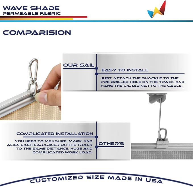Windscreen4less 7' x 9' Retractable Sun Shade Canopy Cover Sliding Wave Shade - Image 5