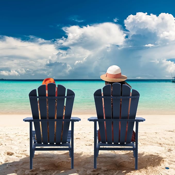 Oversized Stackable Adirondack Chair Set of 2, HDPE Fire Pit Chair | All-Weather - Image 2