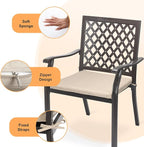 Outdoor Stackable Patio Metal Dining Chairs 4-Piece Set - Image 8