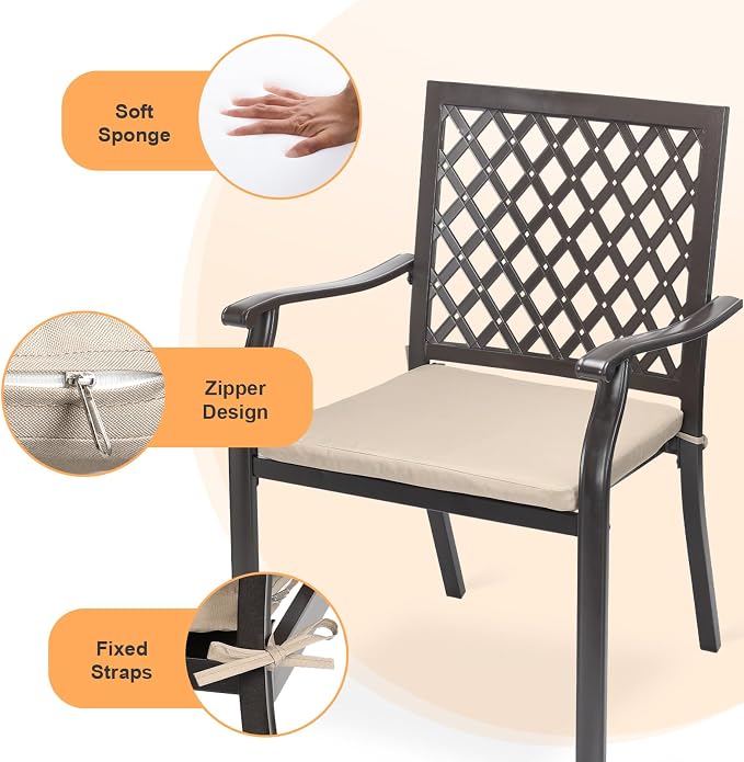 Patio Stackable Dining Chairs Set of 2, Outdoor Metal High Back Chairs Set - Image 8