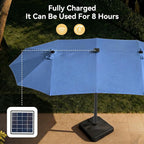 Aoxun 15ft Patio Umbrella with Base & Solar LED Lights, Outdoor Double-Sided - Image 6