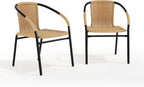 EMMA + OLIVER Beige PE Rattan Stackable Patio Dining Chair, Indoor/Outdoor Use - Image 3