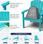 Stackable Adirondack Chairs Set of 4, Compact HDPE, Aruba | 26.3" Wide HDPE - Image 6