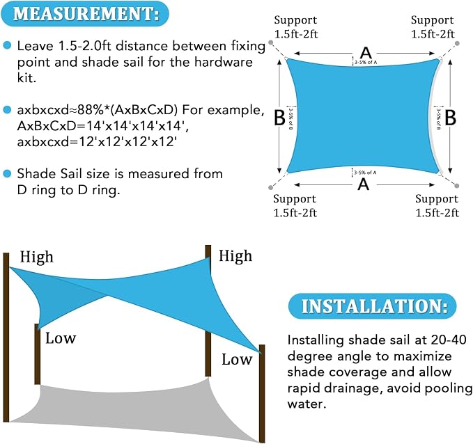 Shade&Beyond 4'x16' Sun Shade Sail Canopy Rectangle, UV Block Breathable Curved - Image 6