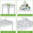 3-Tier Semi-Circular Metal Plant Stand, Quarter Round Rack | Semi-circular - Image 4