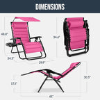 Best Choice Products Oversized Padded Zero Gravity Chair w/Canopy Headrest Cup - Image 2