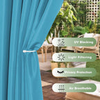 HolidayIdeas Outdoor Curtains for Patio Waterproof 6 Pcs 54x84 Inch Teal | - Image 3