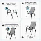 Patio Chairs Set of 4, Breathable Textilene, Weatherproof Frame, Quick Setup - Image 6
