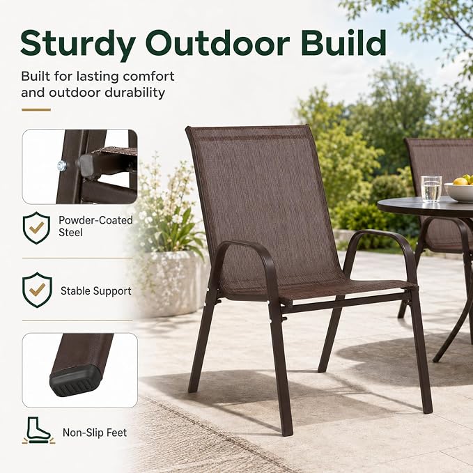 Majnesvon Outdoor Patio Chairs Set of 4, Stackable Patio Chairs, Front Porch - Image 3