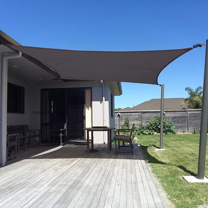 SUNNY GUARD Custom Size 7'x10' Dark Grey Sun Shade Sail Rectangle UV Block Shade by SUNNYGUARD