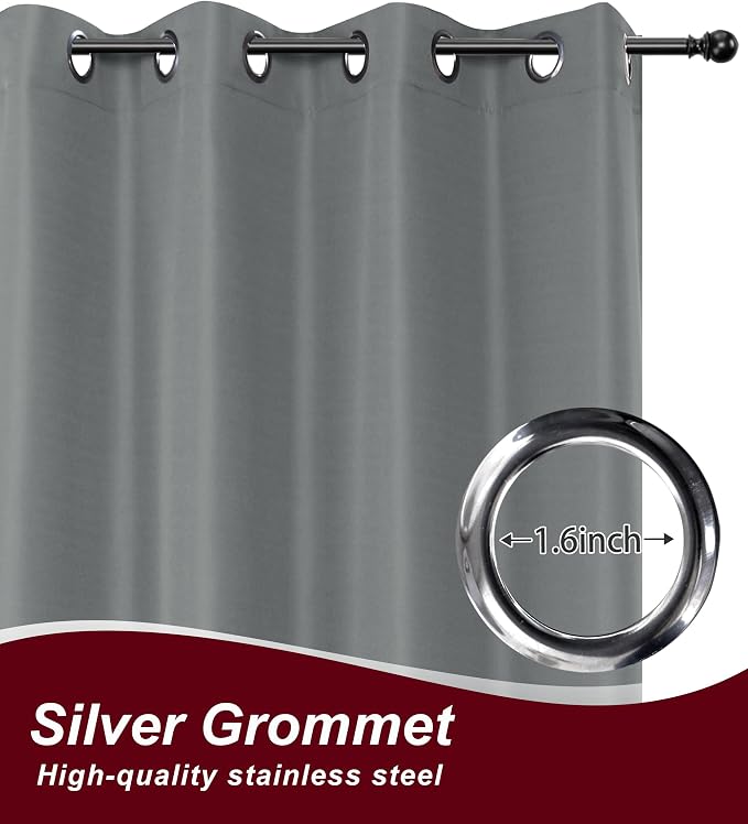 Grommet Outdoor Curtains for Patio Waterproof 8 Pcs 54x108 In Grey | - Image 2