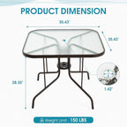 Patio Dining Table for 4 with Umbrella Hole | Outdoor 5 Piece Dining Set 36" x - Image 3