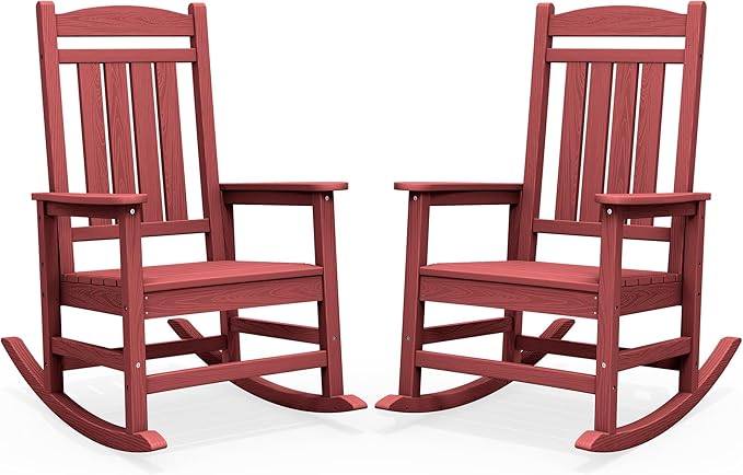 SERWALL Outdoor Rocking Chair Set of 2, Oversized Patio Rocking Chair, Porch by SERWALL