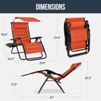 Best Choice Products Oversized Padded Zero Gravity Chair w/Canopy Headrest Cup - Image 2