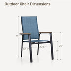 PHI VILLA Outdoor Stackable Dining Chairs Set of 4 w/Aluminum Frame, - Image 2