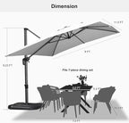 PURPLE LEAF Patio Umbrella 9' x 11.5' All-Day Shade Control White | More Space - Image 9