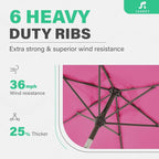 JEAREY 7.5 ft Outdoor Patio Umbrella, Table Umbrella, Rose Pink | 6 Sturdy Ribs - Image 8