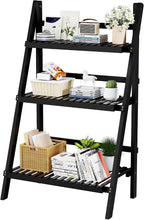 oakvivo 39.4" Foldable Plant Shelf Ladder Shelf, 3 Tier Bamboo Ladder Flower by OAKVIVOElegantLifestyle