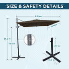 10FT Outdoor Offset Umbrella, Cantilever Patio Umbrella - Image 2