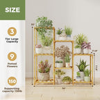 Bamworld Bamboo Plant Stand Indoor Boho Plant Shelf Tiered Plant Rack | - Image 5