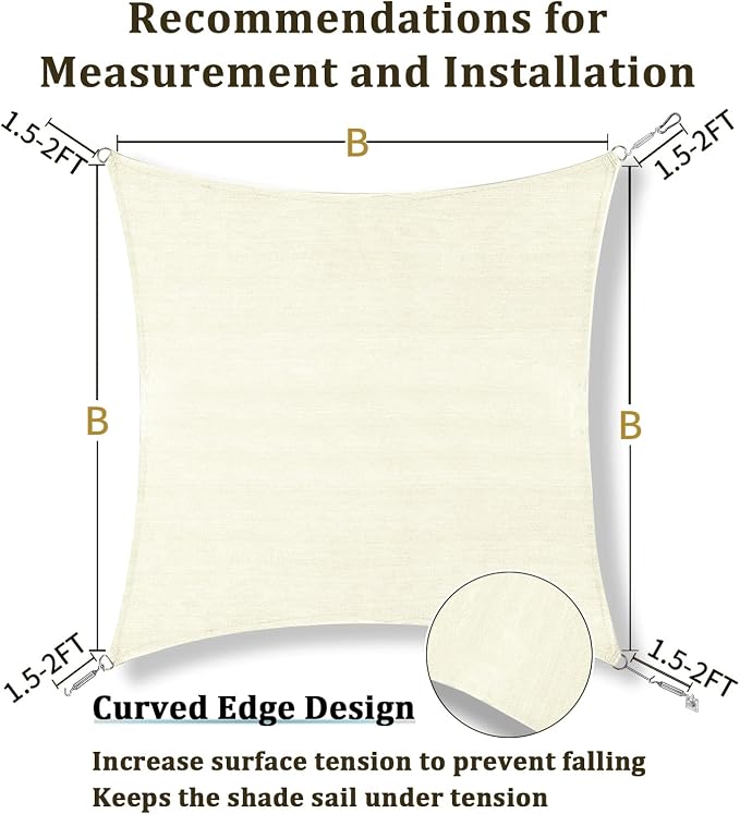 Shade&Beyond 7'x11' Sun Shade Sail Canopy Rectangle, UV Block Breathable Curved - Image 5