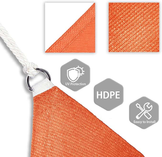 Patio Paradise 6' x 6' x 6' Sun Shade Sail Triangle Canopy Shade Cloth Fabric - Image 3